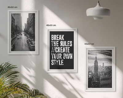 Lot de 3 tableaux pour salon Inspiration pour les rues de la ville en noir et blanc