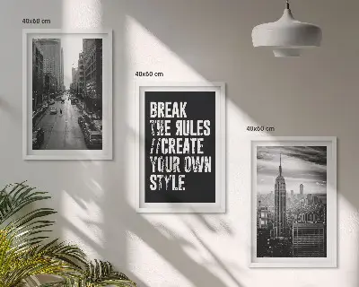 Lot de 3 tableaux pour salon représentant des rues de ville en noir et blanc