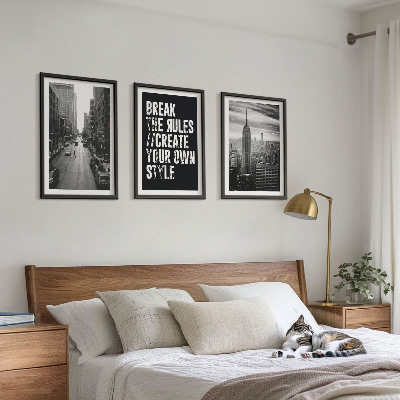 Lot de 3 tableaux pour salon Inspiration pour les rues de la ville en noir et blanc