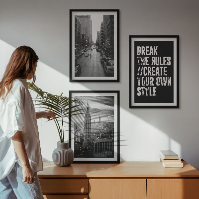 Lot de 3 tableaux pour salon Inspiration pour les rues de la ville en noir et blanc