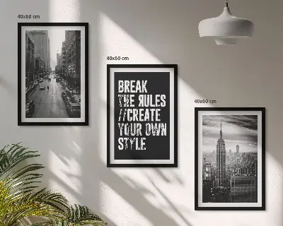 Lot de 3 tableaux pour salon représentant des rues de ville en noir et blanc