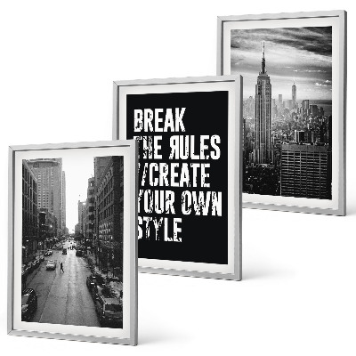 Lot de 3 tableaux pour salon Inspiration pour les rues de la ville en noir et blanc