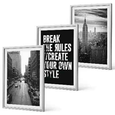 Lot de 3 tableaux pour salon représentant des rues de ville en noir et blanc