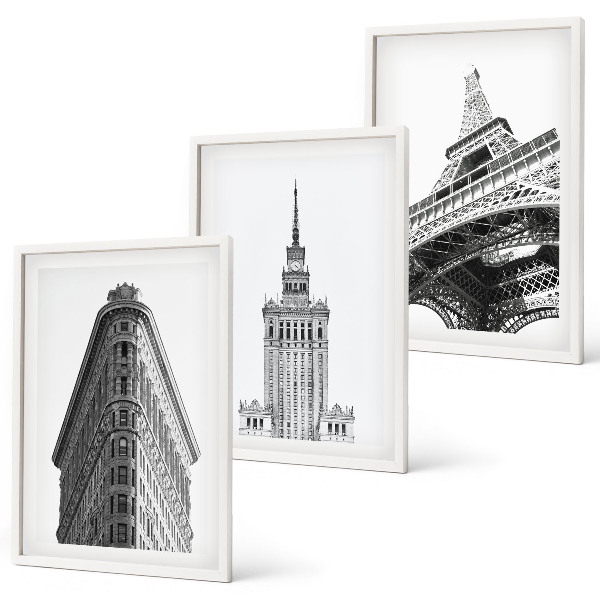 Cadre photo mural Bâtiments architecturaux en noir et blanc