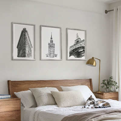Cadre photo mural Bâtiments architecturaux en noir et blanc