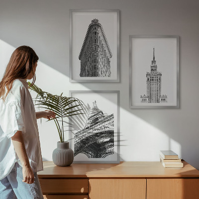 Cadre photo mural Bâtiments architecturaux en noir et blanc
