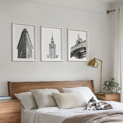 Cadre photo mural Bâtiments architecturaux en noir et blanc
