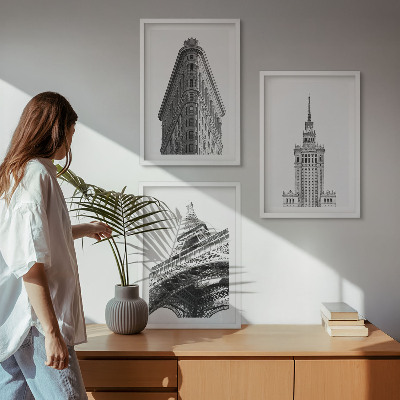 Cadre photo mural Bâtiments architecturaux en noir et blanc