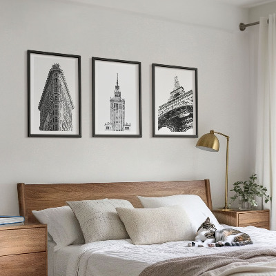Cadre photo mural Bâtiments architecturaux en noir et blanc