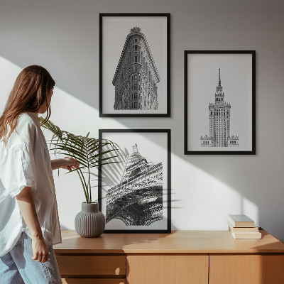 Cadre photo mural Bâtiments architecturaux en noir et blanc