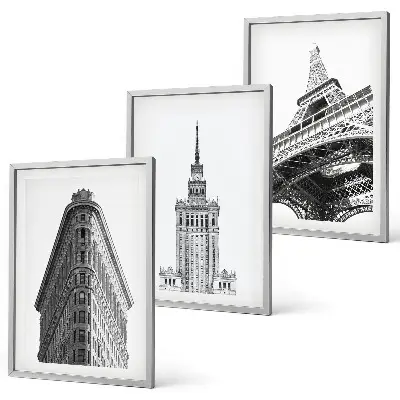Cadre photo mural représentant des bâtiments architecturaux en noir et blanc