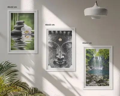 Lot de 3 tableaux pour salon motif pierres d'harmonie et eau avec Bouddha