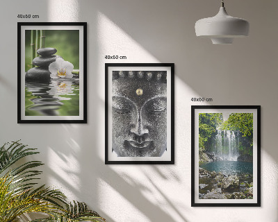 Lot de 3 tableaux pour salon Pierres d'harmonie eau Bouddha