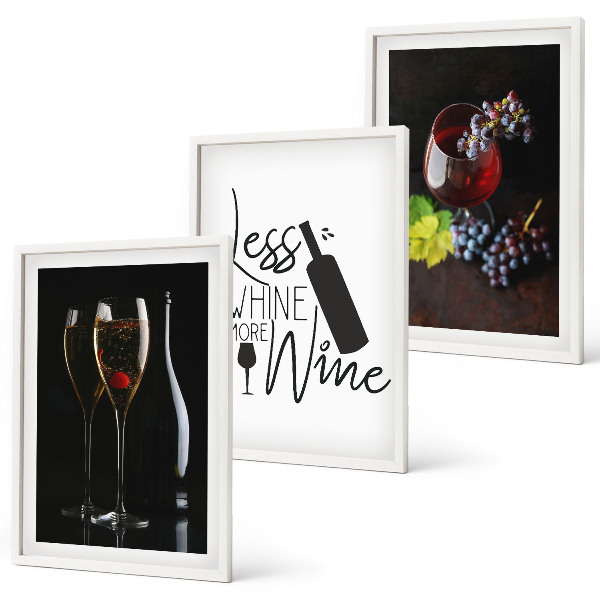 Cadre photo mural Verres à vin avec raisins et inscription