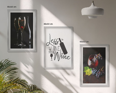Cadre photo mural Verres à vin avec raisins et inscription