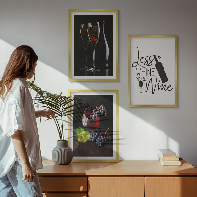Cadre photo mural Verres à vin avec raisins et inscription