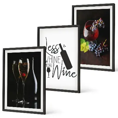 Cadre photo mural avec motif de verres à vin, raisins et inscription