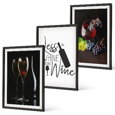Cadre photo mural Verres à vin avec raisins et inscription