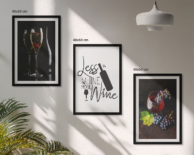 Cadre photo mural Verres à vin avec raisins et inscription