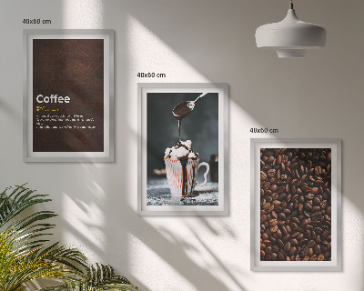 Lot de 3 tableaux pour salon Boisson au café à la crème fouettée