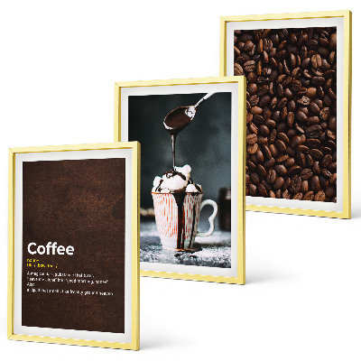 Lot de 3 tableaux pour salon Boisson au café à la crème fouettée