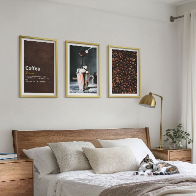 Lot de 3 tableaux pour salon Boisson au café à la crème fouettée