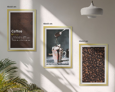 Lot de 3 tableaux pour salon Boisson au café à la crème fouettée