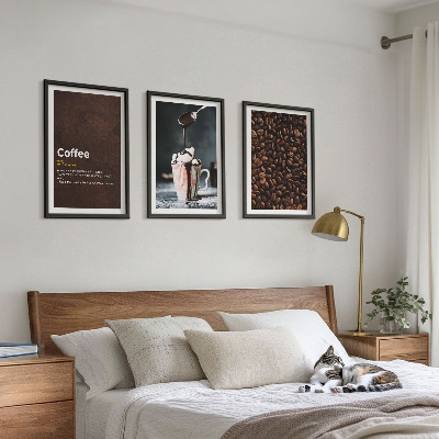 Lot de 3 tableaux pour salon Boisson au café à la crème fouettée
