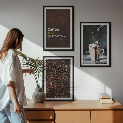 Lot de 3 tableaux pour salon Boisson au café à la crème fouettée