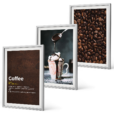 Lot de 3 tableaux pour salon Boisson au café à la crème fouettée