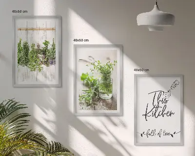 Cadre photo mural thème de cuisine avec des herbes séchées