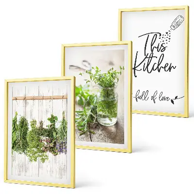 Cadre photo mural thème de cuisine avec des herbes séchées