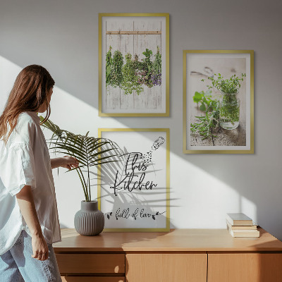 Cadre photo mural Thème de cuisine aux herbes séchées