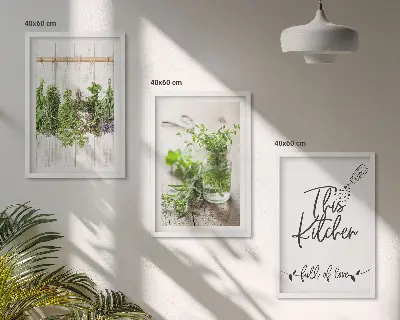 Cadre photo mural thème de cuisine avec des herbes séchées