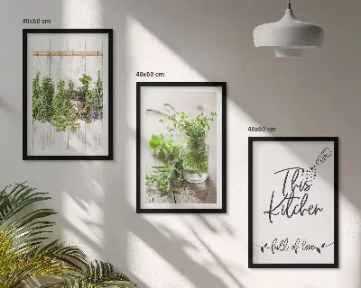 Cadre photo mural thème de cuisine avec des herbes séchées