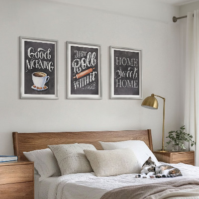 Lot de 3 tableaux pour salon Inscriptions sur les motifs de cuisine domestique