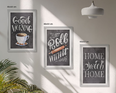 Lot de 3 tableaux pour salon Inscriptions sur les motifs de cuisine domestique