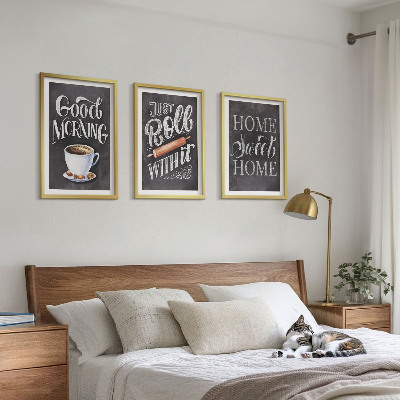 Lot de 3 tableaux pour salon Inscriptions sur les motifs de cuisine domestique
