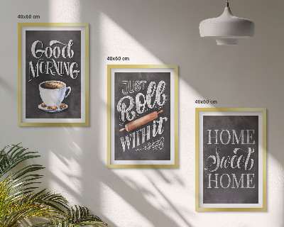 Lot de 3 tableaux pour salon Inscriptions sur les motifs de cuisine domestique