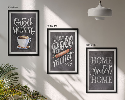 Lot de 3 tableaux pour salon Inscriptions sur les motifs de cuisine domestique
