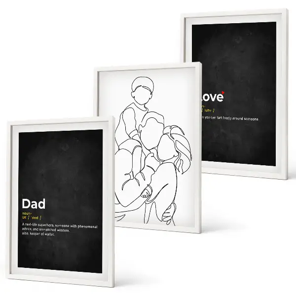 Lot de 3 tableaux pour salon sur le thème de l'art de la lignée familiale et de la paternité