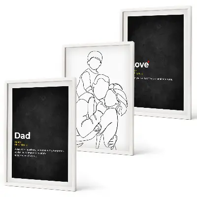 Lot de 3 tableaux pour salon sur le thème de l'art de la lignée familiale et de la paternité