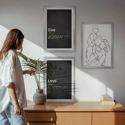 Lot de 3 tableaux pour salon sur le thème de l'art de la lignée familiale et de la paternité