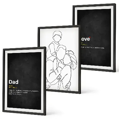 Lot de 3 tableaux pour salon sur le thème de l'art de la lignée familiale et de la paternité