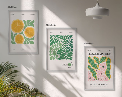 Lot de 3 tableaux pour salon Motifs pastel de fruits et de plantes