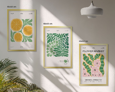 Lot de 3 tableaux pour salon Motifs pastel de fruits et de plantes