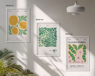 Lot de 3 tableaux pour salon Motifs pastel de fruits et de plantes