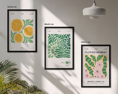 Lot de 3 tableaux pour salon Motifs pastel de fruits et de plantes