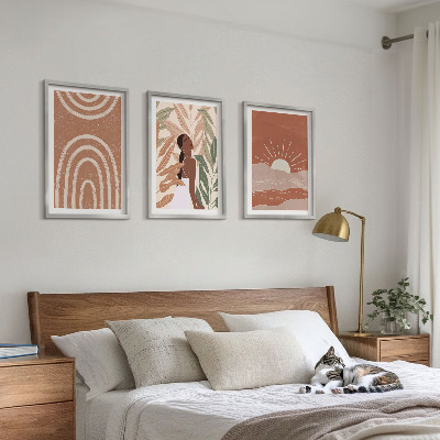 Lot de 3 tableaux pour salon Formes abstraites bohèmes