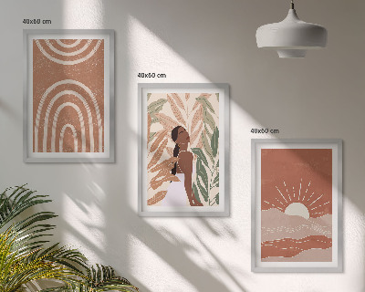 Lot de 3 tableaux pour salon Formes abstraites bohèmes
